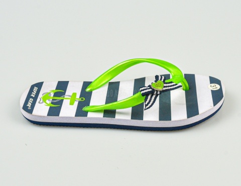 Japonki dziecięce piankowe w czarno-białe paski z wzorem kotwicy SUPER GEAR-MODA SANOK