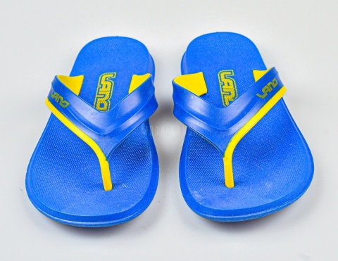 Klapki japonki chłopięce gumowe niebieskie z żółtym akcentem LANO - MODA SANOK