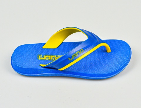 Klapki japonki chłopięce gumowe niebieskie z żółtym akcentem LANO - MODA SANOK