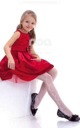 Rajstopy dziewczęce JASMINA 20den z kwiatowym wzorem - MODA SANOK