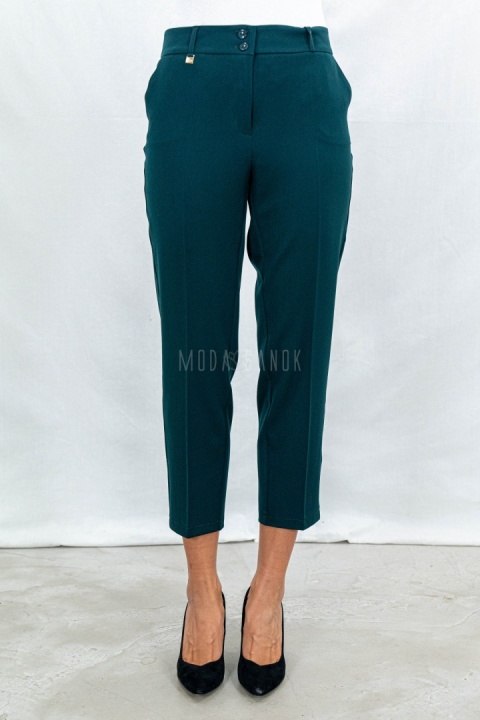 Eleganckie spodnie typu cygaretki od MTM w odcieniu głębokiej butelkowej zieleni - Moda Sanok