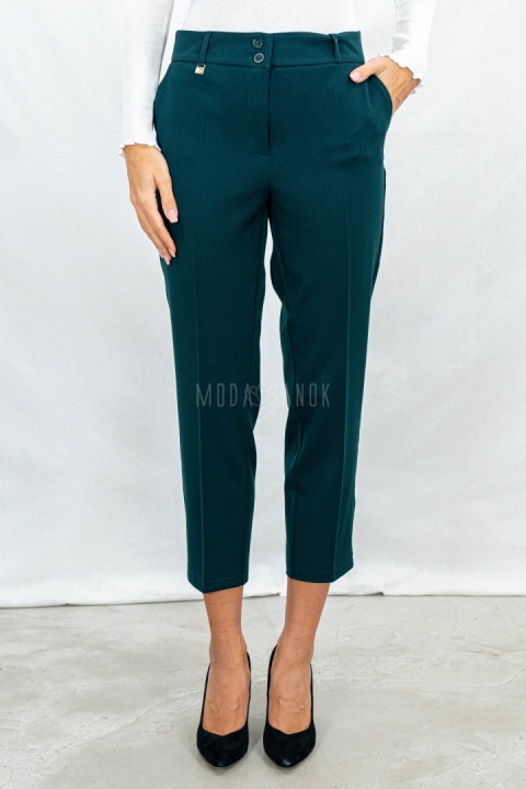 Eleganckie spodnie typu cygaretki od MTM w odcieniu głębokiej butelkowej zieleni - Moda Sanok