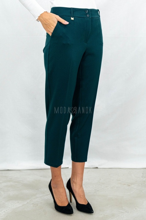 Eleganckie spodnie typu cygaretki od MTM w odcieniu głębokiej butelkowej zieleni - Moda Sanok