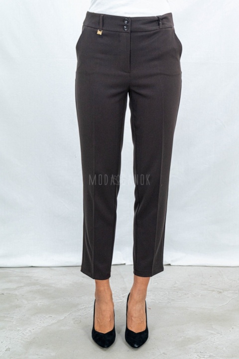 Eleganckie spodnie typu cygaretki od MTM w kolorze czekoladowym - Moda Sanok