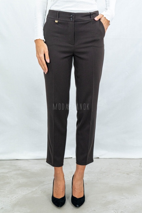 Eleganckie spodnie typu cygaretki od MTM w kolorze czekoladowym - Moda Sanok