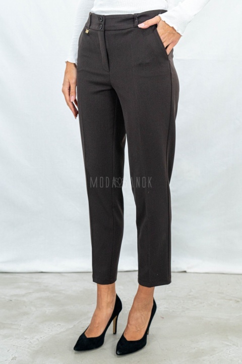 Eleganckie spodnie typu cygaretki od MTM w kolorze czekoladowym - Moda Sanok