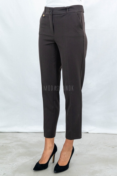 Eleganckie spodnie typu cygaretki od MTM w kolorze czekoladowym - Moda Sanok