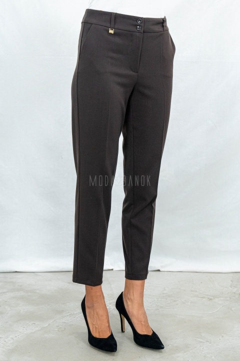 Eleganckie spodnie typu cygaretki od MTM w kolorze czekoladowym - Moda Sanok