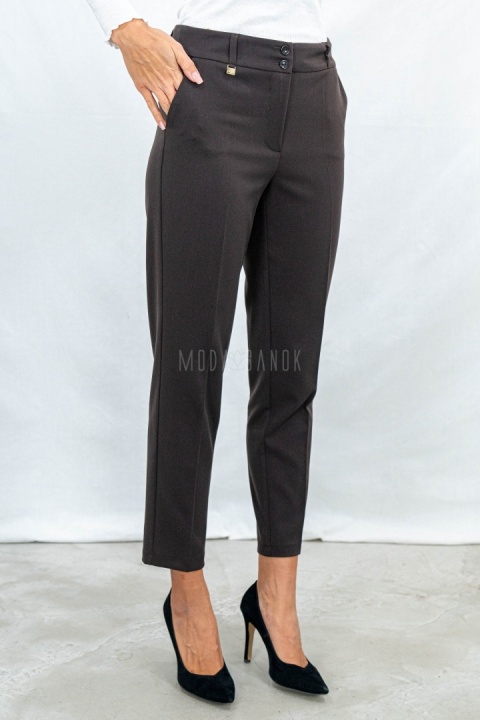 Eleganckie spodnie typu cygaretki od MTM w kolorze czekoladowym - Moda Sanok