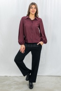Koszula z bufiastymi rękawami w kolorze ciemnego bordo-Moda Sanok
