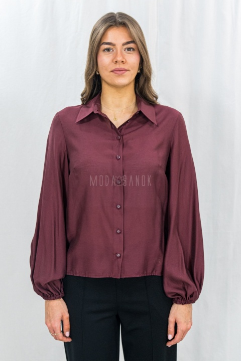 Koszula z bufiastymi rękawami w kolorze ciemnego bordo-Moda Sanok