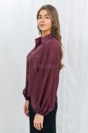 Koszula z bufiastymi rękawami w kolorze ciemnego bordo-Moda Sanok