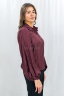Koszula z bufiastymi rękawami w kolorze ciemnego bordo-Moda Sanok