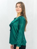 Elegancka zielona bluzka z połyskiem i falbaną-Moda Sanok