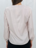 Elegancka łososiowa bluzka z połyskiem i falbaną-Moda Sanok
