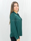 Elegancka bluzka w odcieniu butelkowej zieleni wiązana pod szyją-MODA SANOK