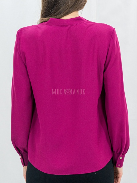 Elegancka bluzka w kolorze fuksji z ozdobnym dekoltem-MODA SANOK