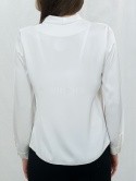 Elegancka biała bluzka wiązana pod szyją-MODA SANOK