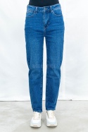 Spodnie damskie jeansowe regular w kolorze ciemnoniebieskim - MODA SANOK