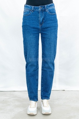 Spodnie damskie jeansowe regular w kolorze ciemnoniebieskim - MODA SANOK