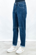 Spodnie damskie jeansowe typu MOM JEANS w kolorze ciemnego granatu - MODA SANOK