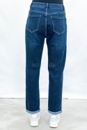 Spodnie damskie jeansowe typu MOM JEANS w kolorze ciemnego granatu - MODA SANOK