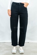 Spodnie jeansowe damskie Mom Fit w kolorze czarnym - MODA SANOK