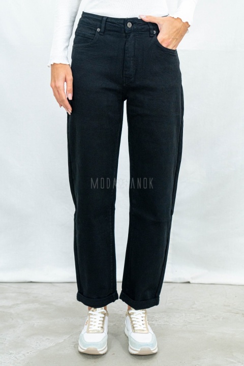 Spodnie jeansowe damskie Mom Fit w kolorze czarnym - MODA SANOK