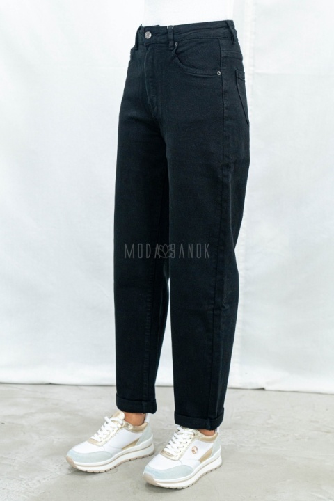 Spodnie jeansowe damskie Mom Fit w kolorze czarnym - MODA SANOK