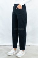 Spodnie jeansowe damskie Mom Fit w kolorze czarnym - MODA SANOK
