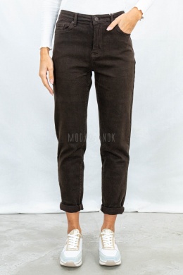 Damskie spodnie jeansowe typu LOOSE FIT w kolorze brązowym - MODA SANOK