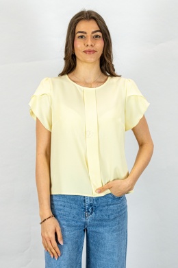 Bluzka z krótkim rękawem LAVINIA elegancka w kolorze cytrynowym - MODA SANOK