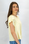 Bluzka z krótkim rękawem LAVINIA elegancka w kolorze cytrynowym - MODA SANOK