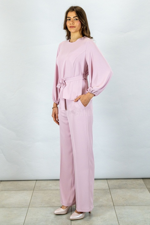Elegancki damski komplet w kolorze różowym - MODA SANOK