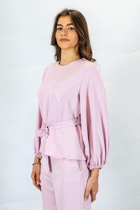 Elegancki damski komplet w kolorze różowym - MODA SANOK