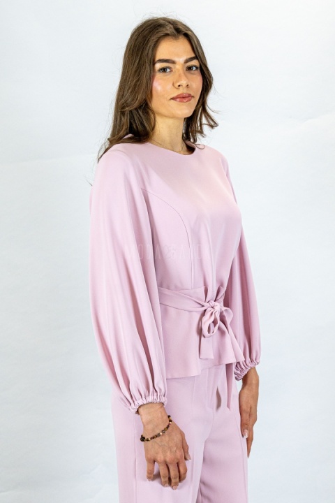Elegancki damski komplet w kolorze różowym - MODA SANOK