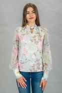 Elegancka bluzka z długim rękawem i kwiatowym wzorem - MODA SANOK