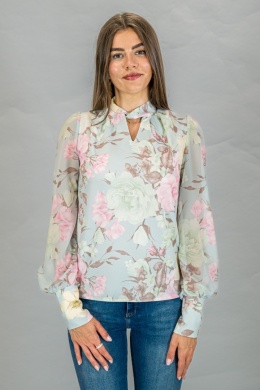 Elegancka bluzka z długim rękawem i kwiatowym wzorem - MODA SANOK