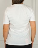 Biała damska koszulka z aplikacją misia NY z cyrkoniami MODA SANOK