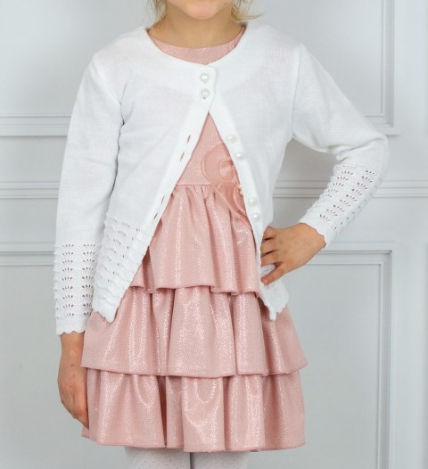 Biały elegancki sweterek dziewczęcy JOMAR - MODA SANOK