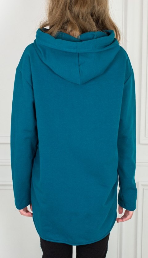 Morska bluza z kapturem z aplikacją dla dziewczynki MIRA - MODA SANOK