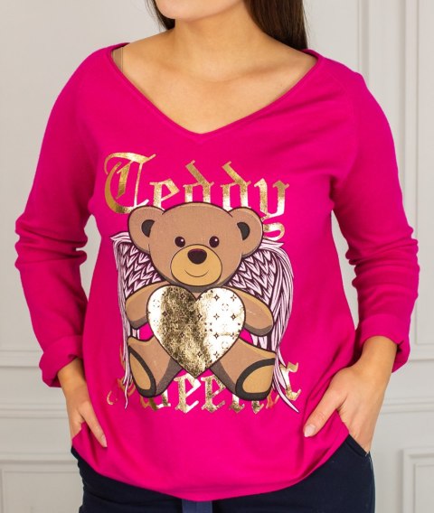 Różowy sweterek z aplikacją misia