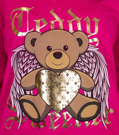 Różowy sweterek z aplikacją misia