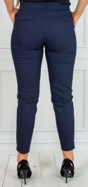 Spodnie LAVINIA damskie wiązane na gumce eleganckie - granatowe model 2 - Moda Sanok