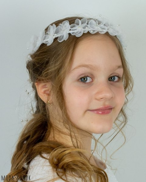 Wianek komunijny z szyfonowymi kwiatami - MODA SANOK