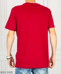 Czerwona Koszulka T-shirt z drobnym białym nadrukiem męska VOLCANO MODA SANOK