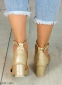 Damskie sandały na wysokim obcasie perłowe złoto Kamex Moda Sanok