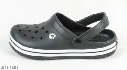 Dziecięce Czarne klapki kroksy crocs z białą obwódką American Club