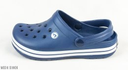 Dziecięce granatowe klapki kroksy crocs z białą obwódką American Club