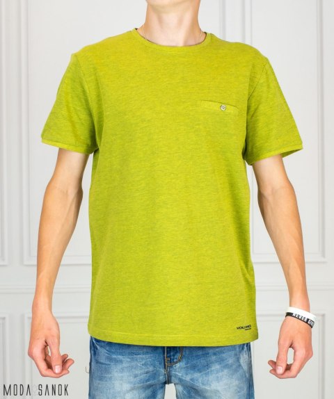 Jasno zielona koszulka Męska T-shirt z imitacją kieszonki Volcano Moda Sanok